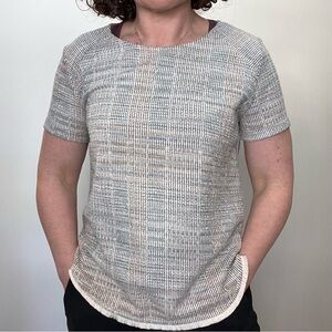 W5 Anthropologie Fringe Hem Short Sleeve Top Sz S